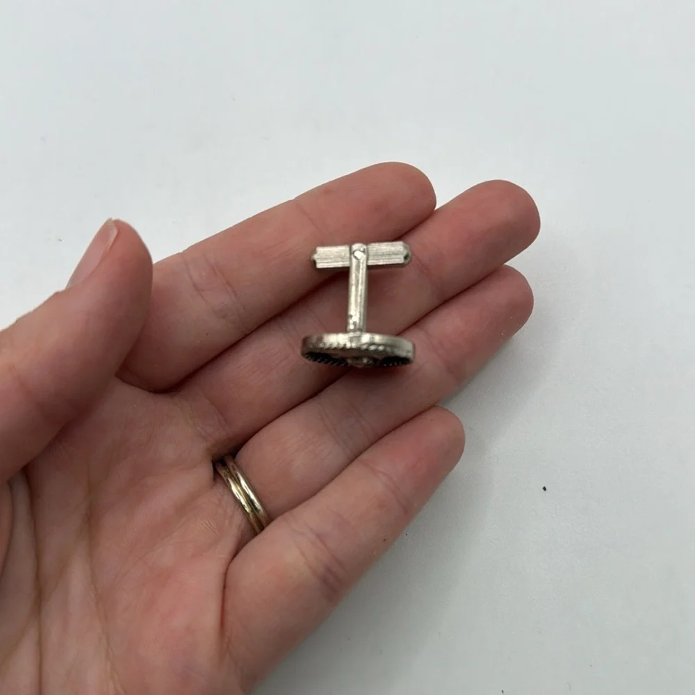 Vintage Silver Tone Arabian Knight Person Man Cufflinks Cuff Links Jewelry